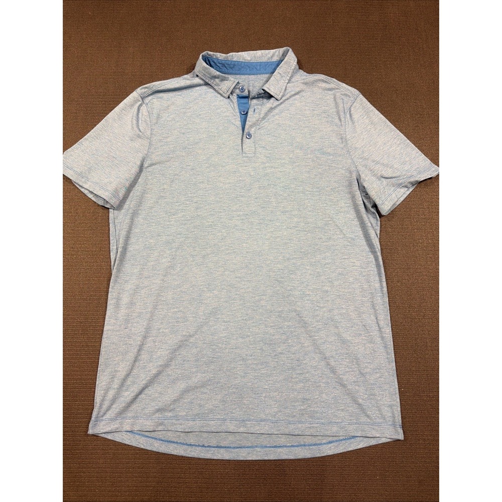 Lululemon Polo Shirt Mens Large Blue Evolution Performance Short Sleeve Stretch